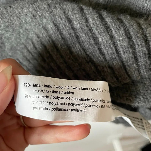 Zara Wool DARK GREY Soft Fuzzy Knit Turleneck Sweater Sz Large - Picture 6 of 6